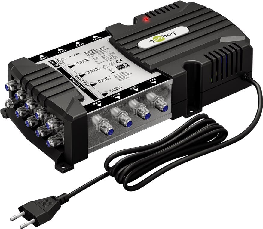 Goobay satellite multi-switch 9 entrées/8 sorties - distributeur pour un maximum de 8 participants de deux satellites