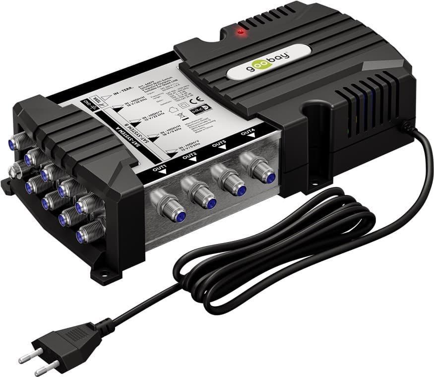 Goobay satellite multi-switch 9 entrées/4 sorties - distributeur pour un maximum de 4 participants de deux satellites