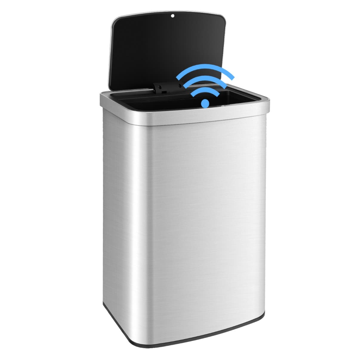 CostwayPoubelle Cuisine 50L Automatique en Acier Inox. Anti-Empreintes Fermeture Amortie Ultra-Silencieuse Argent